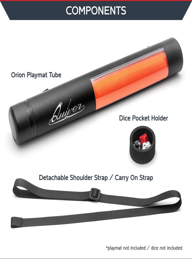 حقيبة Quiver Time Black XL Orion Playmat Tube - حقيبة أنبوبية لسجادة لعب TCG مزودة بسحاب مقاوم للماء، وجيب مخفي للنرد، وحزام كتف قابل للتعديل والإزالة، ونافذة شفافة، تناسب سجادات اللعب مقاس 14 بوصة و15 بوصة - Image 5